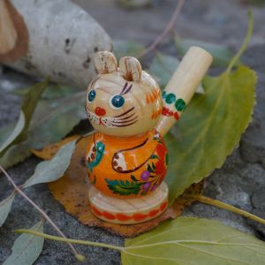 Свистулька-сувенир с Петриковской росписью "Котик"(02)