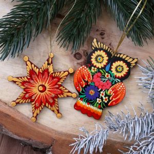 Подарочный набор декора с Петриковской росписью "Совушка  и звездочка"