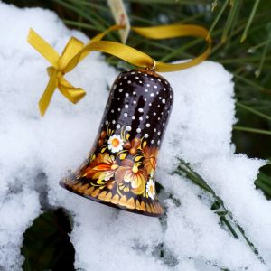 Колокольчик с Петриковской росписью "Шоколадный"