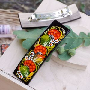 Заколка  деревянная с Петриковской росписью 