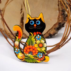 Елочная игрушка с Петриковской росписью "Кот Тимофей"