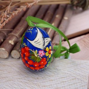 Писанка. Деревянное пасхальное яйцо с Петриковской росписью (06)