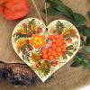Елочная игрушка с Петриковской росписью "Сердце" птица счастья