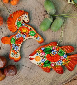 Подарочный набор декора с Петриковской росписью "Рыбка и лошадка"