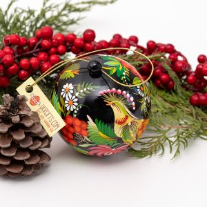 Елочный шар-шкатулка с Петриковской росписью 09