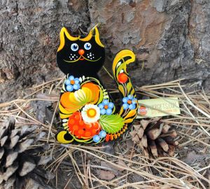 Елочная игрушка с Петриковской росписью "Котище"