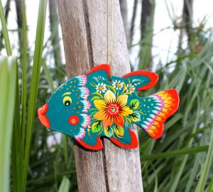 Елочная игрушка с Петриковской росписью "Рыбка"(06)