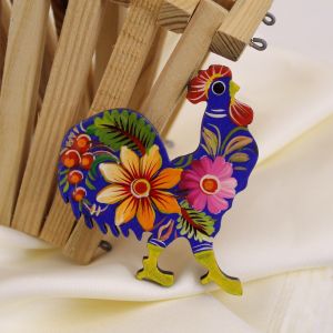 Магнитик на холодильник с Петриковской росписью "Петух" (01)