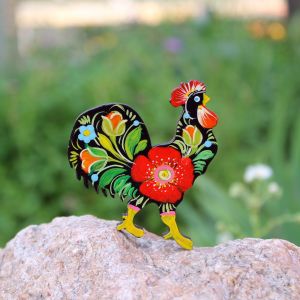 Магнитик на холодильник с Петриковской росписью "Петух" (03)