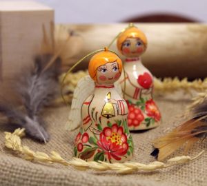 Ангелочек-колокольчик с Петриковской росписью "Ангельский звоночек"