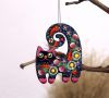 Елочная игрушка с Петриковской росписью "Кот", на синем