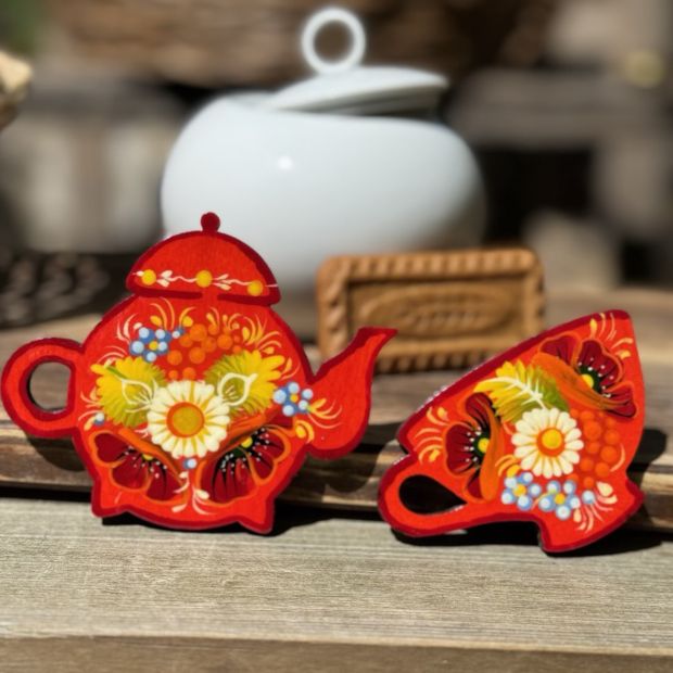 Набор магнитов  на холодильник "Чаепитие " (01)