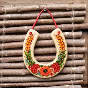 Подкова подвеска-оберег "Свет", Петриковская роспись