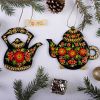 Украинский декор-сувенир "Чайник" с Петриковской росписью (01)