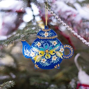 Украинский декор-сувенир "Чайник" с Петриковской росписью (03)