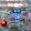 Елочная игрушка с Петриковской росписью "Сова" ночная красавица