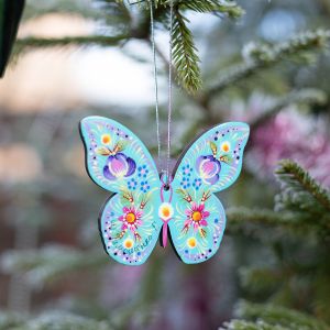 Елочная игрушка с Петриковской росписью "Бабочка" весенняя