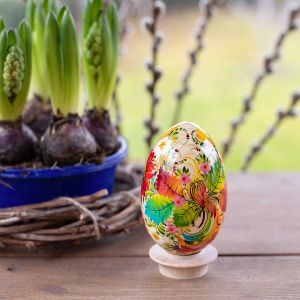 Писанка. Деревянное пасхальное яйцо с Петриковской росписью (06)