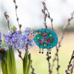 Елочная игрушка с Петриковской росписью Овечка"Облачко"