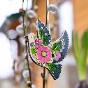 Сувенир с Петриковской росписью "Голубь" цветочный