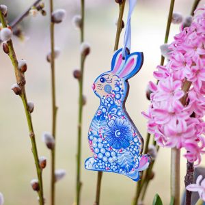 Пасхальный украинский сувенир "Кролик" лазурный