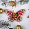Елочная игрушка с Петриковской росписью "Бабочка" чернобривцы