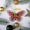 Елочная игрушка с Петриковской росписью "Бабочка" чернобривцы