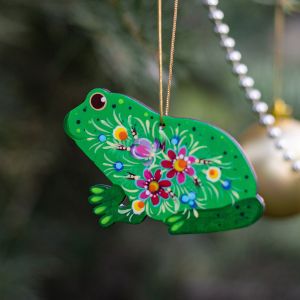Елочная игрушка с Петриковской росписью "Жабка" символ богатства