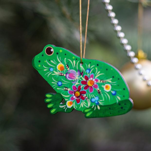 Елочная игрушка с Петриковской росписью "Жабка" символ богатства