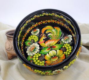 Конфетница с Петриковской росписью, большая (01)