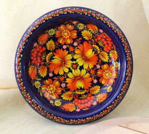 Конфетница с Петриковской росписью, малая (02)