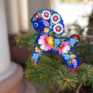 Елочная игрушка с Петриковской росписью "Коник"