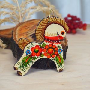 Елочная игрушка с Петриковской росписью Лошадка