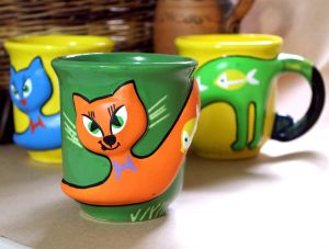 Кружка-кот "Оранжевый на зеленом"