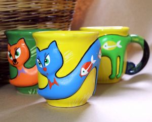 Кружка-кот "Голубой на желтом"