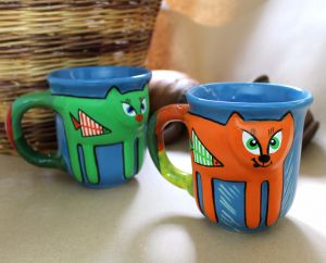 Кружка-котище "Оранжевый на синем"