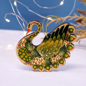 Украинский декор-сувенир Лебедь с Петриковской росписью (01)