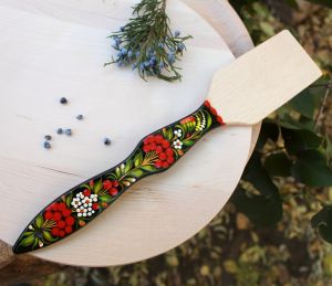 Лопатка кухонная с Петриковской росписью, красная калина