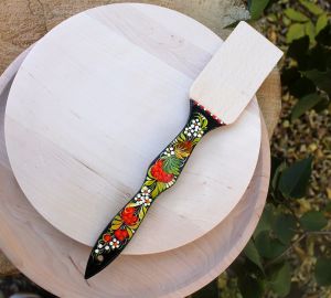 Лопатка кухонная с Петриковской росписью, калина на темном