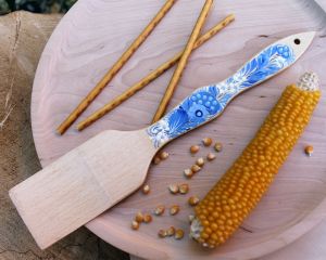 Лопатка кухонная с Петриковской росписью, лазурь