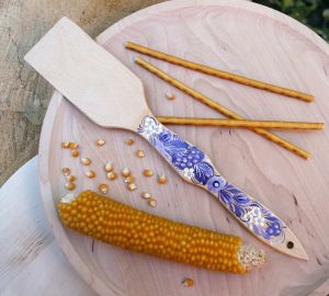 Лопатка кухонная с Петриковской росписью, синева