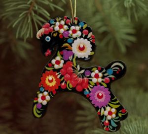 Елочная игрушка с Петриковской росписью "Лошадка"