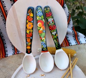 Ложка сувенирная с Петриковской росписью, большая (01)