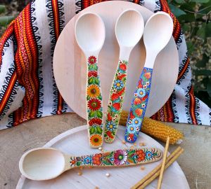 Ложка сувенирная с Петриковской росписью, большая (02)