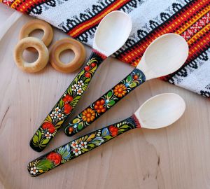 Ложка сувенирная с Петриковской росписью, маленькая (01)