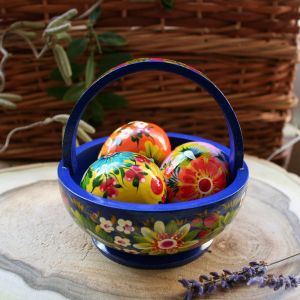 Пасхальный украинский сувенир «Писанки в праздничной корзинке»