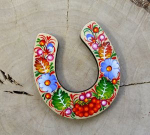 Магнитик на холодильник с Петриковской росписью "Подкова", солнечная