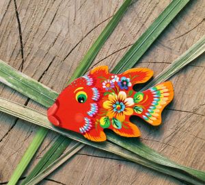 Магнитик на холодильник с Петриковской росписью "Рыбка" (10)