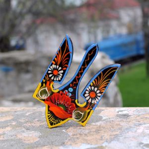 Магнит-сувенир "Герб незламностi", Петриковская роспись, ручная работа