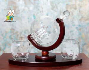 Набор декантер + стаканы + охлаждающие камни "Вокруг света"